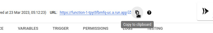 Copy function URL to the clipboard in the Google Cloud console