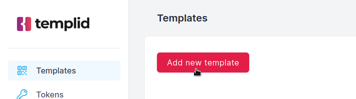 Add new template button in the Templid dashboard