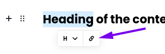 Heading linking in the visual email builder