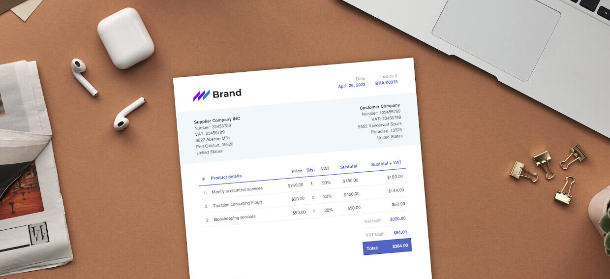 Free HTML invoice design template