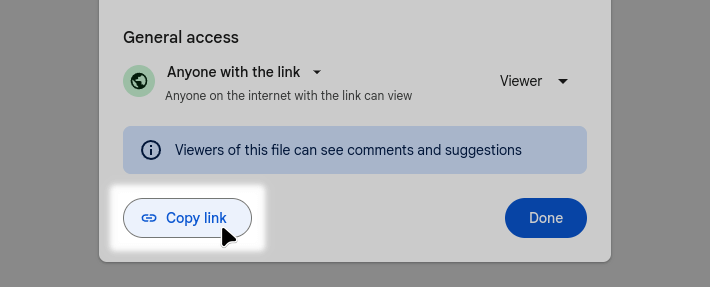 Click on the "Copy link" button