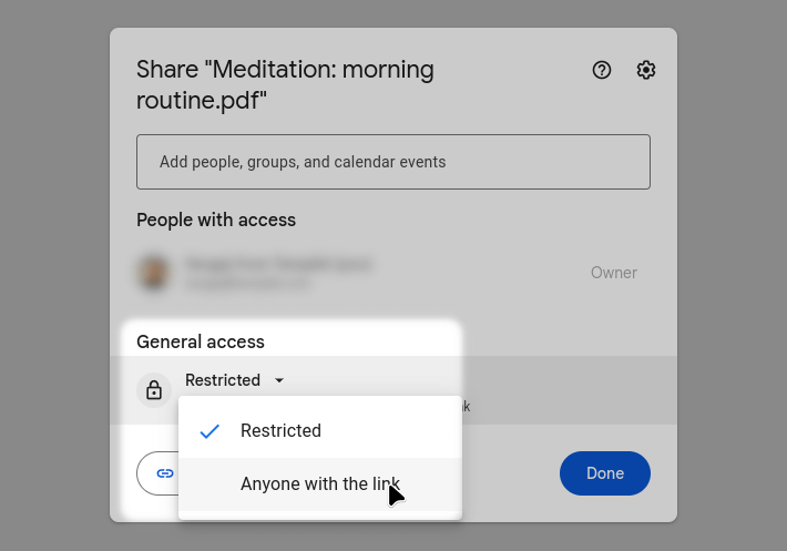 Change it to "Anyone with the link"