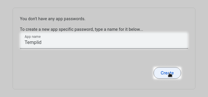 Create an app for App password