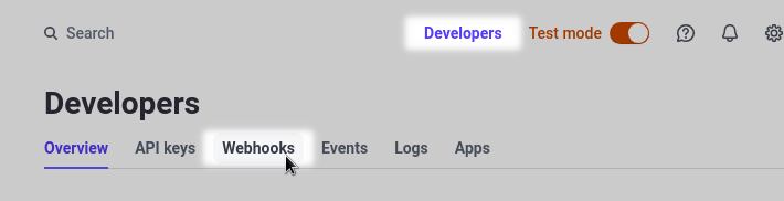 Click on the "Developers" link in the top right