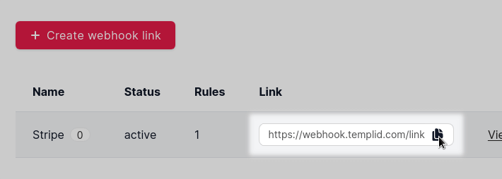 Copy the webhook link