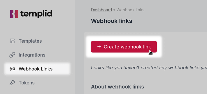 Create a Webhook link